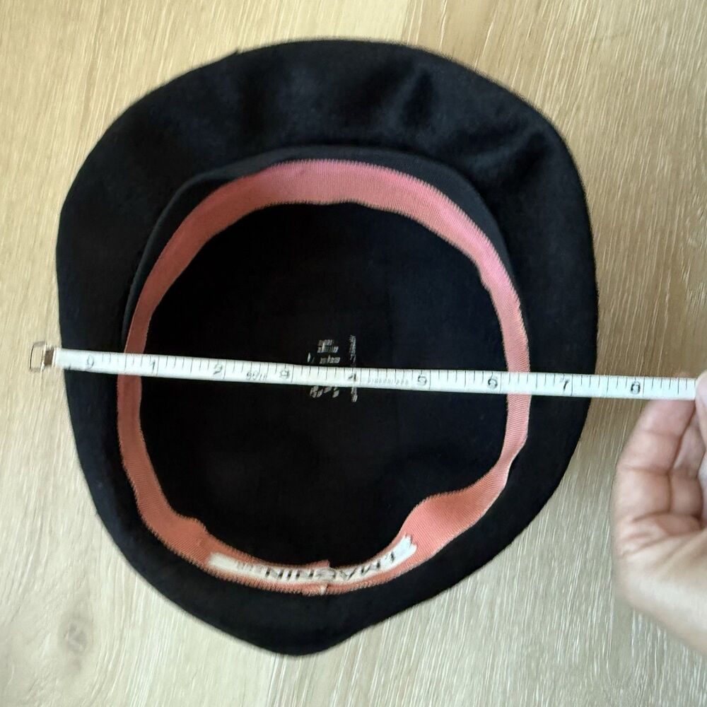 I. Magnin Vintage 40s 50s Black Wool Half Hat Tassel Scarf Fascinator Italy - Picture 7 of 13